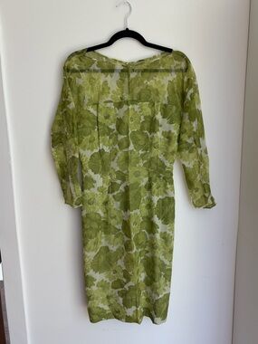 Green Floral Sheer Midi Dress - One of a Kind Handmade Original